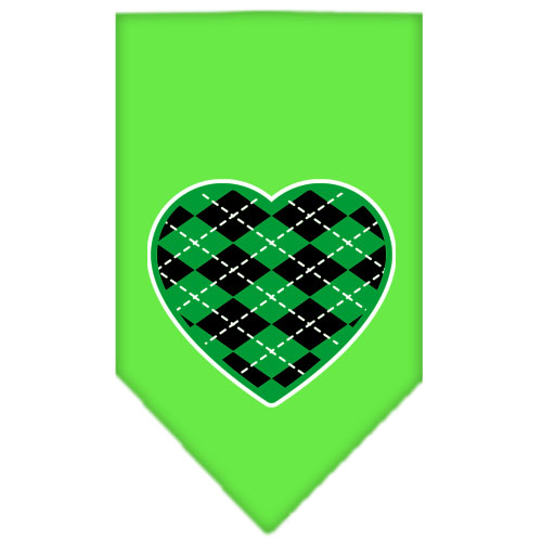Argyle Heart Green Screen Print Bandana Lime Green Small